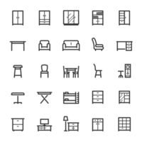 icono conjunto - mueble y vivo línea icono png