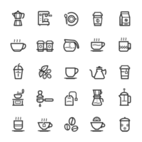 ikon uppsättning - kaffe och te linje ikon png