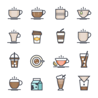 koffie en thee lijn met kleur icoon. png
