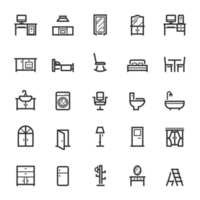 icono conjunto - mueble y vivo línea icono png