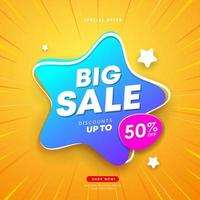 BIG Sale star shape business concept design yellow background, Eps 10 vector illustration