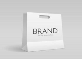 White bag paper bag, mock up design template on gray background, Eps 10 vector illustration