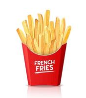 French fries, fresh food in red box packaging template design. isolated on white background Eps 10 vector illustration