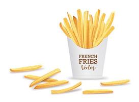 French fries in box template design. isolated on white background Eps 10 vector illustration