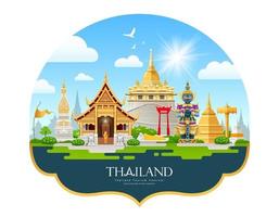 Thailand building landmark beautiful background, vector illustration