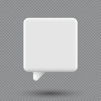 3d speech bubble icon. 3d chat icon. Chat message icon. White text box. Blank white speech bubble pin. Vector illustration