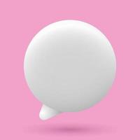 3d speech bubble icon. 3d chat icon. Chat message icon. White text box. Blank white speech bubble pin. Vector illustration