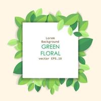 green floral leaves poster background vector illustration