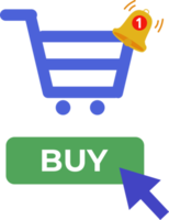 shopping cart icon with button and notification. trolley cart icon png