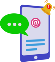 icon send message via smartphone. handphone icon and notification bell png