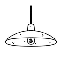 Ceiling lamp in hand drawn doodle style. Vector illustration isolated on white background.