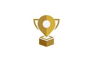 gold map locate trophy logo vector