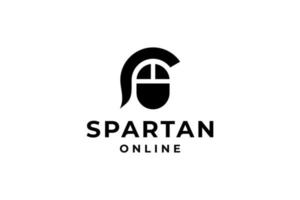 black white spartan mouse online logo vector