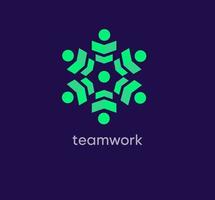 Center teamwork logo. Unique design color transitions. Creative brainstorming business logo template. vector. vector