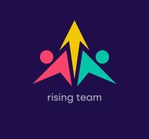 Rising team and arrow logo. Unique design color transitions. Team logo template advancing to the top. vector. vector