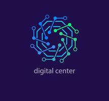 Modern digital center logo. Unique design color transitions. technology lines logo template. vector. vector