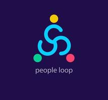 Modern People loop logo. Unique color transitions. Cyclic line and connection logo template. vector