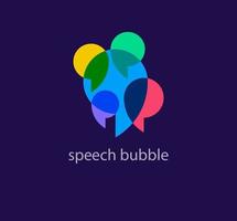 Modern speech bubbles logo. Unique color transitions. Brainstorm and team talk logo template. vector