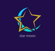 Modern star and moon logo. Unique color transitions. Astronomy and planet icon template. vector