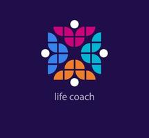 Unique life coach logo. Trend color transitions. Community support team logo template. vector