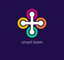 Unique smart link team logo. Trend color transitions. Social innovation idea logo template. vector
