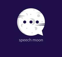 Panel logo that speaks of the unique moon. Trend color transitions. Speech bubble and moon news form logo template. vector