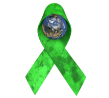 cinta verde tierra mundo planeta global mapa símbolo mundo Arte día verde energía poder color natural ambiente conciencia salud cuidado médico Campaña apoyo ayuda esperanza enfermedad internacional.3d hacer png