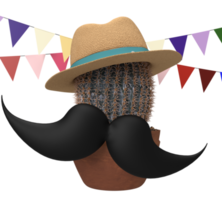 Cantus hat moustache black symbol decoration ornament mexico country national sombrero mayo carnival season greeting cinco margarita spanish entertainment happy festival mexican party event.3d render png