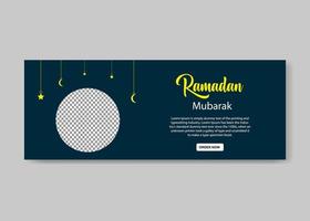 Ramadán kareem tradicional islámico social medios de comunicación bandera y cubrir diseño vector