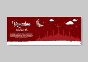 Ramadán kareem tradicional islámico social medios de comunicación bandera y cubrir diseño vector