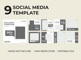 social media instagram templates for furniture vector