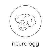 linear icons neurology, brain and medical cross vector