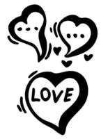 Speech Bubble with love text in heart shape. vector