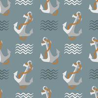 Seamless pattern with anchor and rope vector