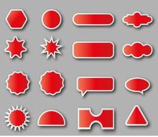 Vector set of red stickers different forms