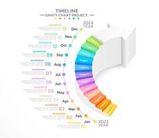 Gantt chart project management stair arrow timeline template background vector