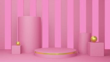 Abstract pink 3D background with realistic cylinder pedestal podium. Pastel minimal wall scene mockup product display. photo