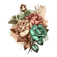 Watercolor painting of a beautiful bouquet of roses png