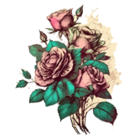 waterverf schilderij van een mooi boeket van rozen png