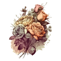Watercolor painting of a beautiful bouquet of roses png