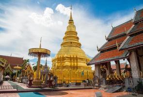 Wat Phra That Hariphunchai the iconic famous temple in Lamphun city, Northern Thailand. photo