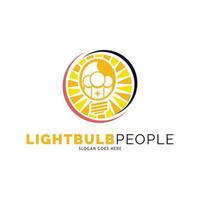 Lightbulb People Group Icon Vector Logo Template Illustration Design