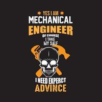 camiseta ingeniero mecanico vector