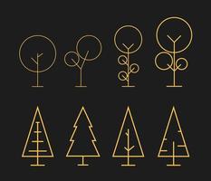 Minimalist free tree line art collection vectors