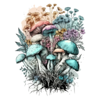 Watercolor painting about mushrooms png