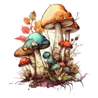 Watercolor painting about mushrooms png