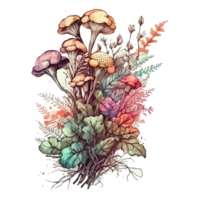 Watercolor painting about mushrooms png