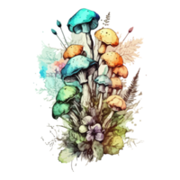 Watercolor painting about mushrooms png