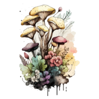 Watercolor painting about mushrooms png