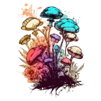 Watercolor painting about mushrooms png